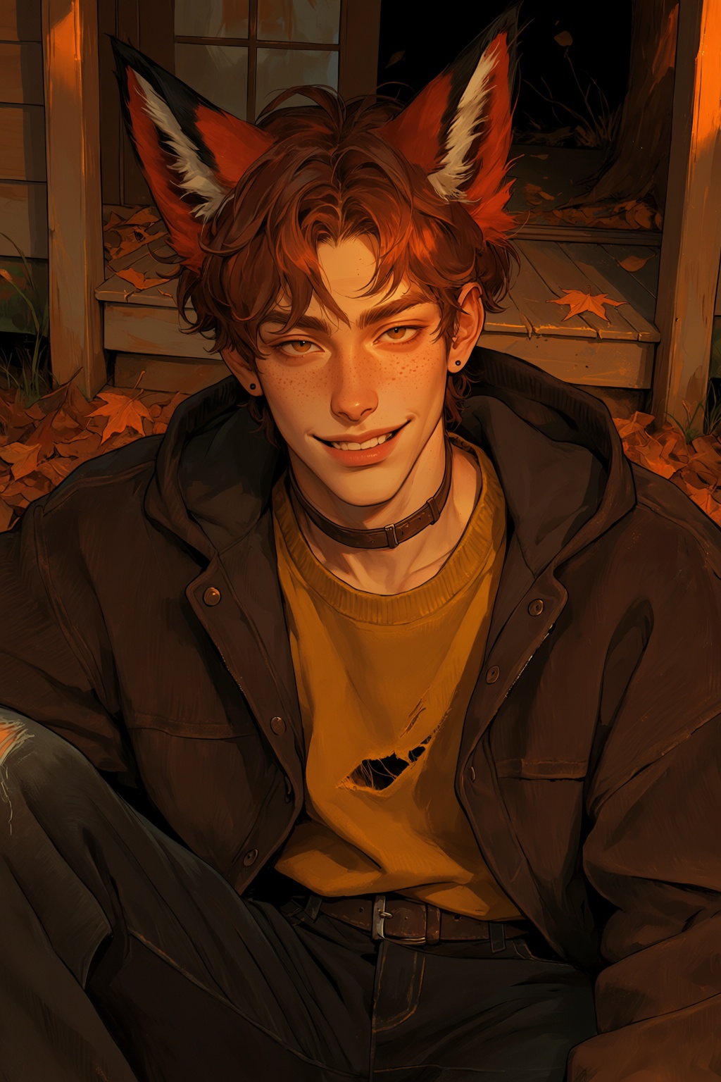highres,  absurdres,  @PH3N3XFX A young man with tousled auburn hair and large on Tensor.Art