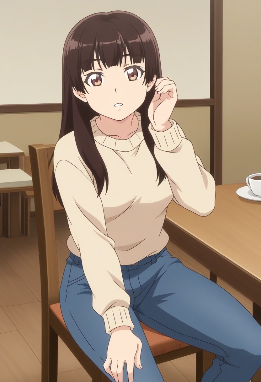 anime screencap,  kurusumikmokm,  dark brown hair on Tensor.Art