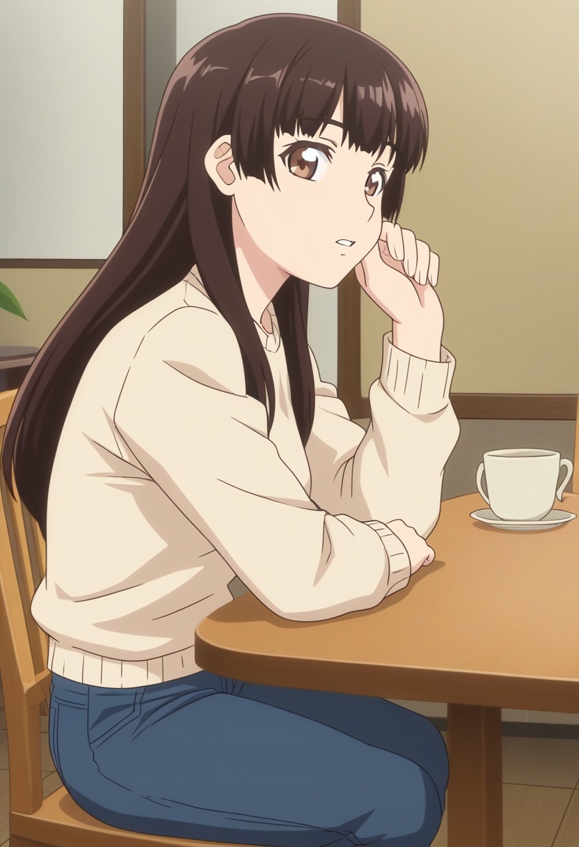 anime screencap,  kurusumikmokm,  dark brown hair on Tensor.Art