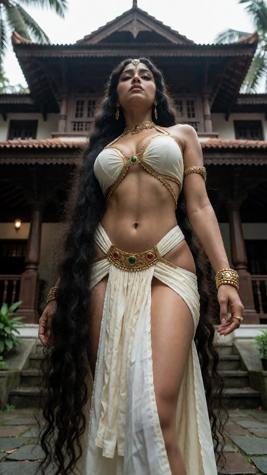 Low angle A mallu woman,  hourglass figure,  perfect body structure on Tensor.Art