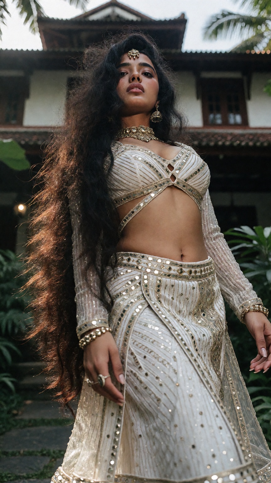 Low angle A mallu woman,  hourglass figure,  perfect body structure on Tensor.Art