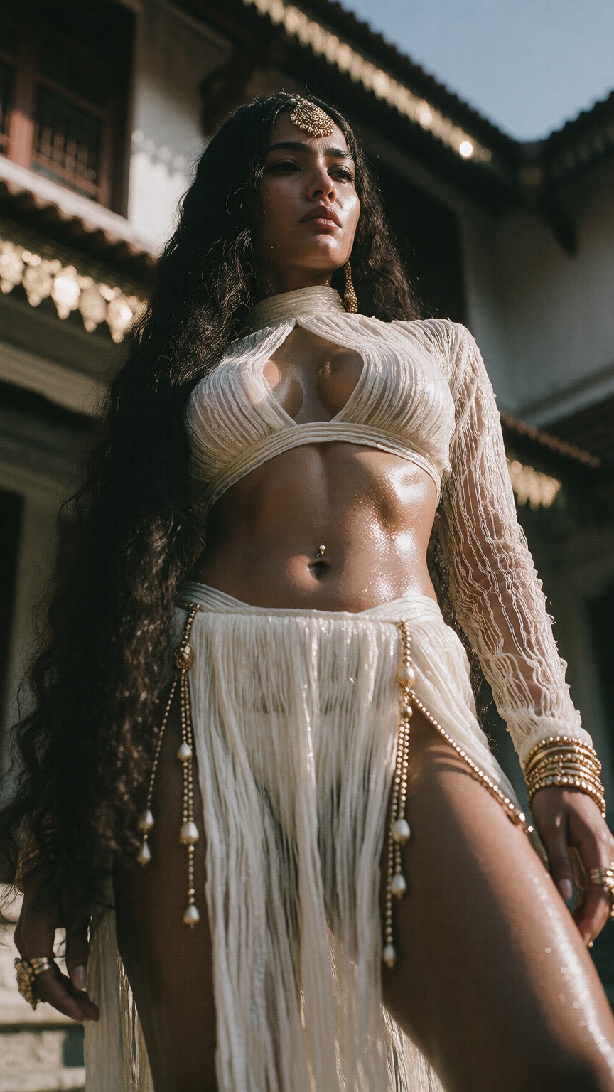 Low angle A mallu woman,  hourglass figure,  perfect body structure on Tensor.Art
