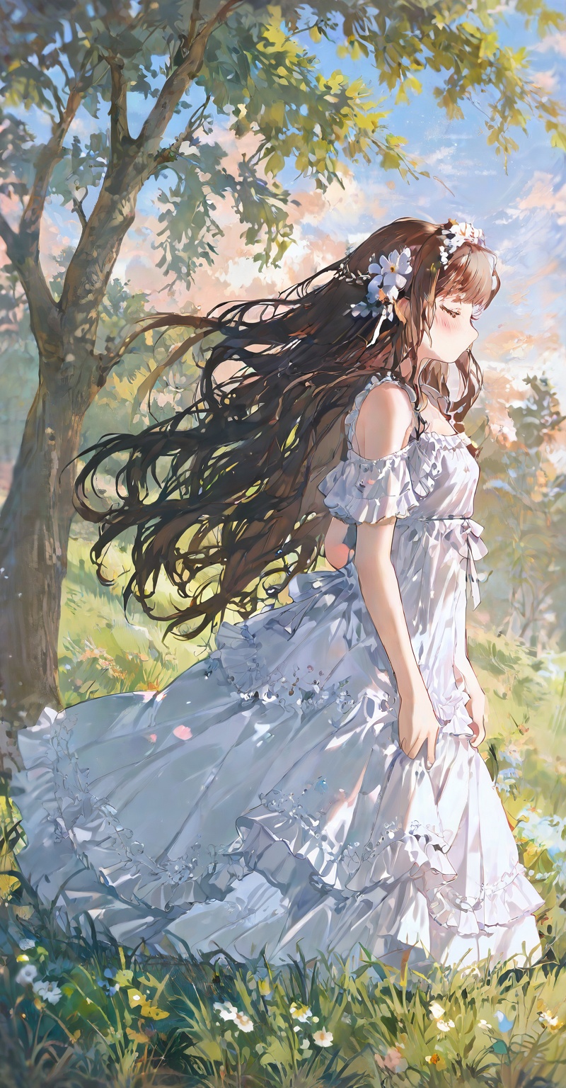 blush,  bow,  chain on Tensor.Art