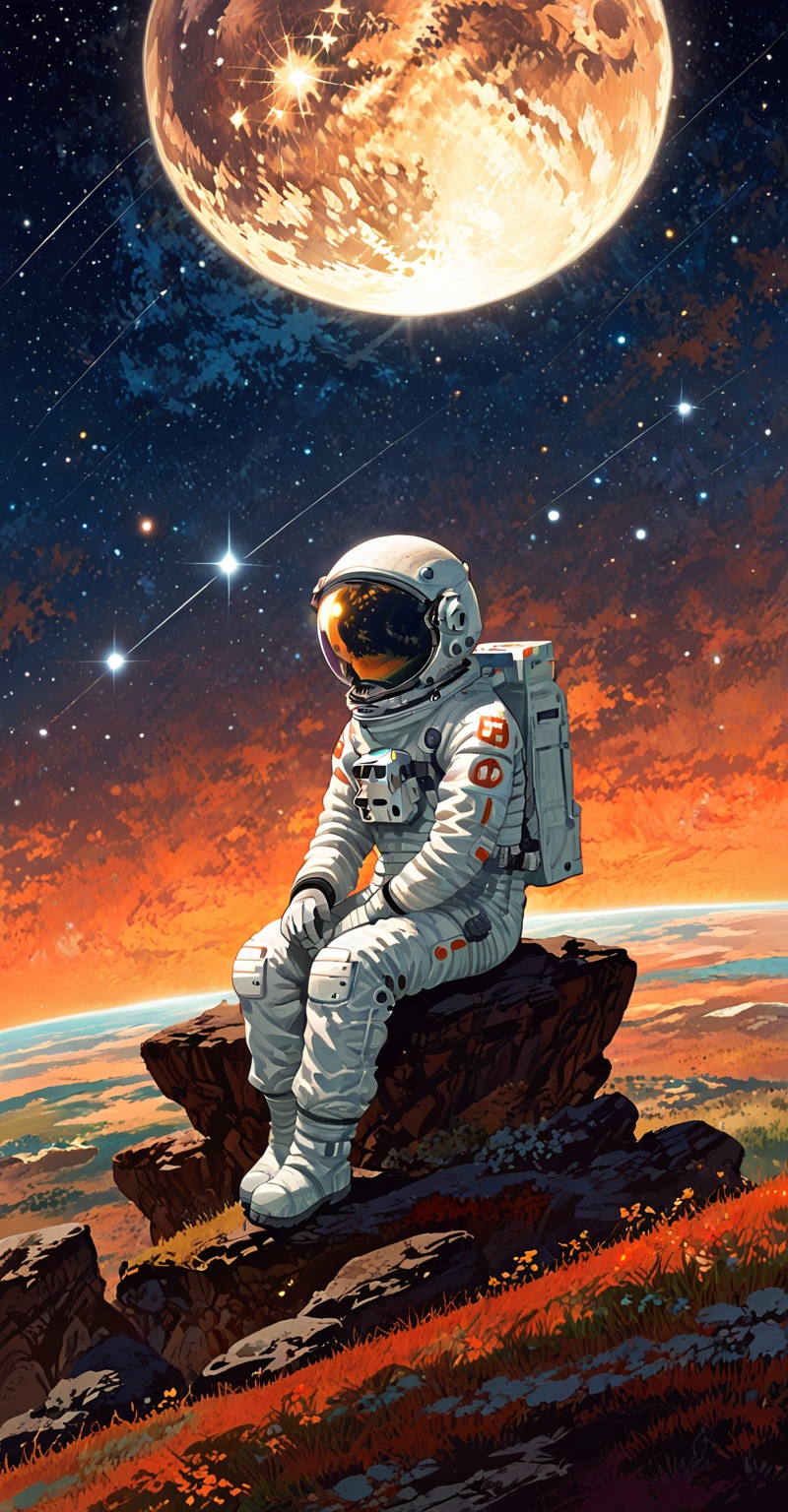 solo,  sitting,  moon on Tensor.Art