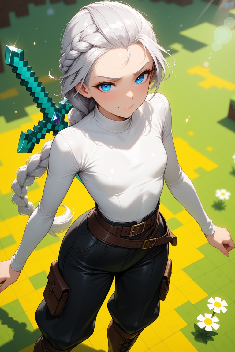 1 girl,  silver hair,  hair pulled back completely on Tensor.Art