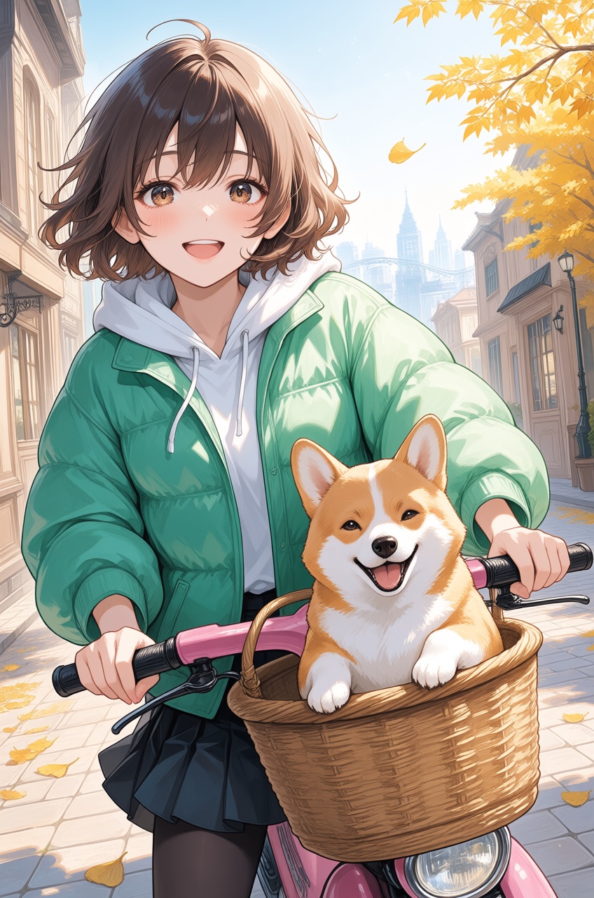 A cheerful anime girl with short,  wavy hair and a big,  happy smile on Tensor.Art