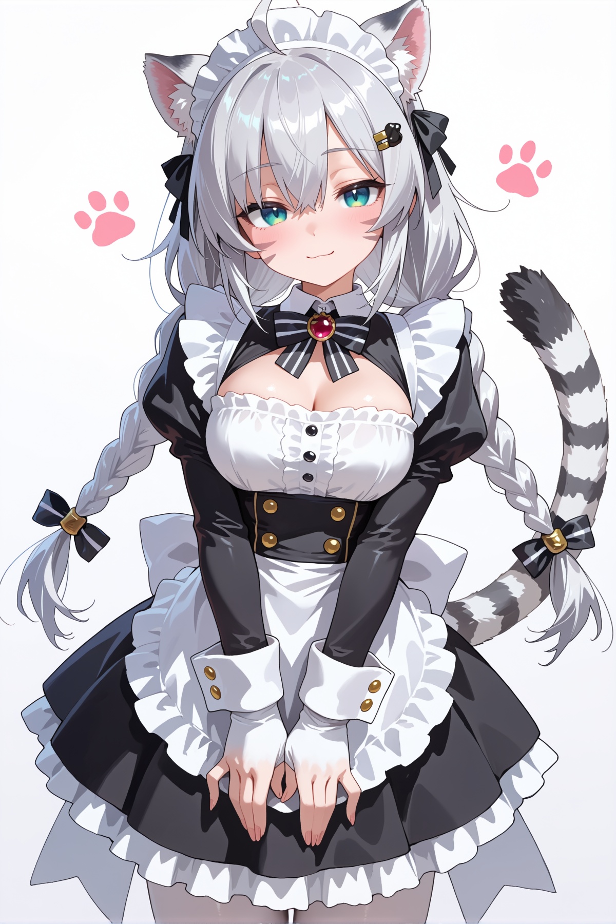 1girl,  standing pose,  both hands in the center of her skirt on Tensor.Art