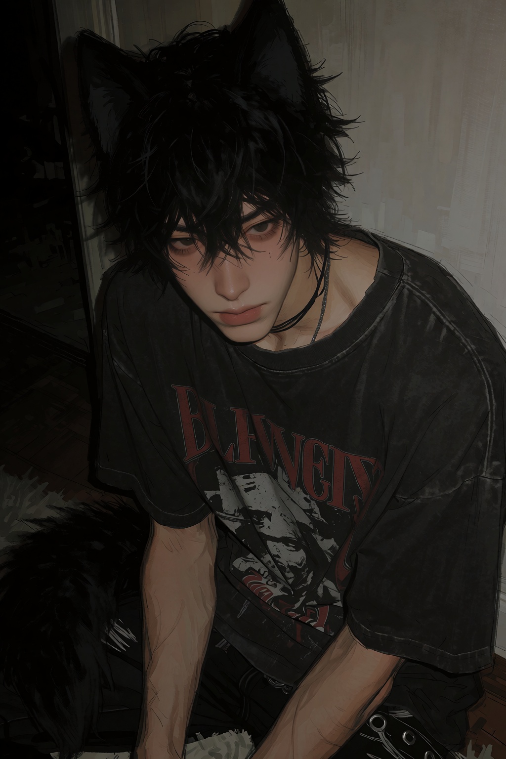 highres,  absurdres,  @4**0D4YX 9. A young man with tousled on Tensor.Art
