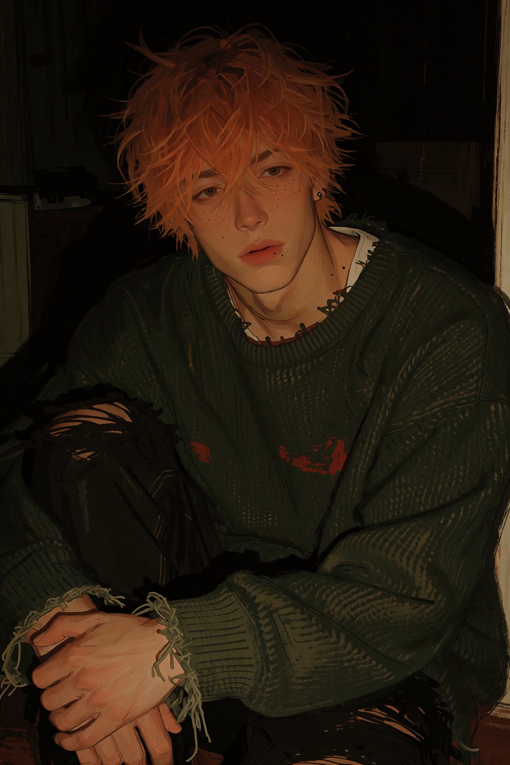 highres,  absurdres,  @4**0D4YX 15. A young man with tousled on Tensor.Art
