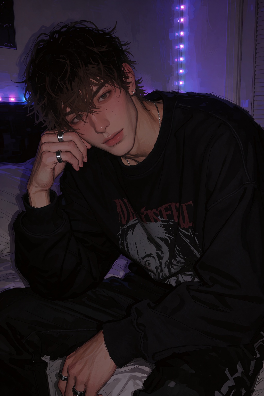 highres,  absurdres,  @4**0D4YX A slender young man with tousled on Tensor.Art