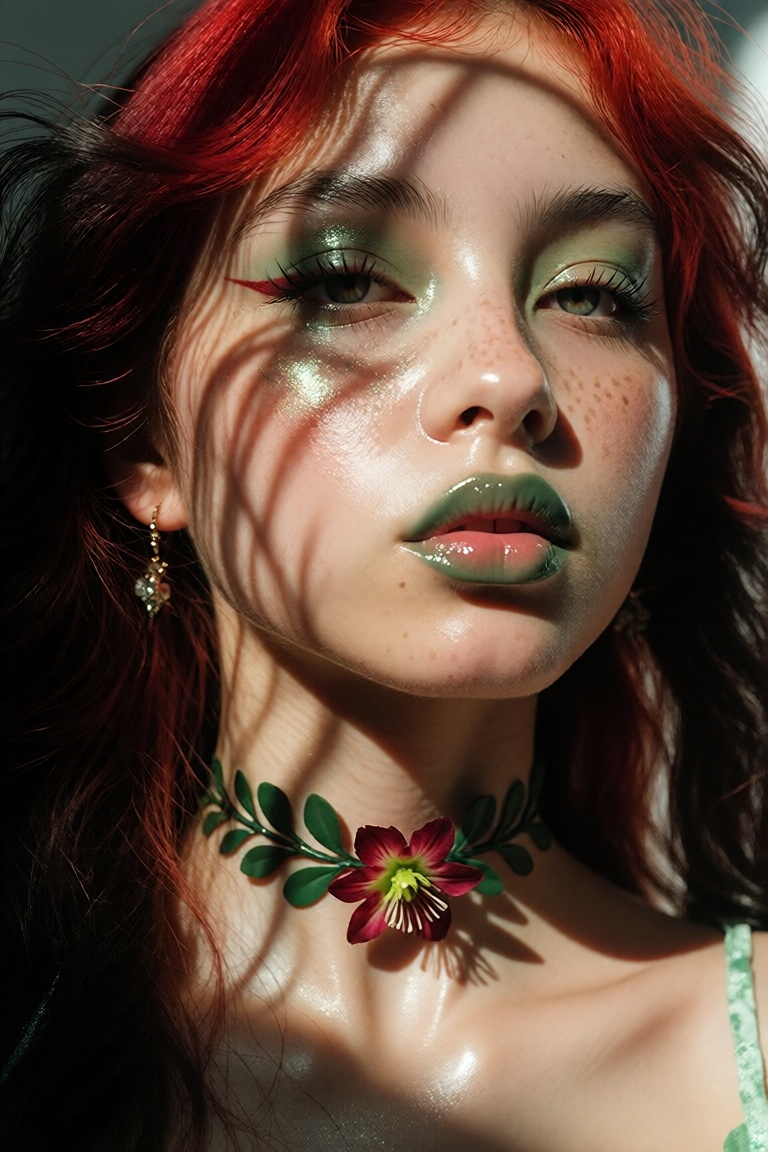 A professionally shot,  fashion-forward photograph,  portrait of a young woman with vibrant on Tensor.Art