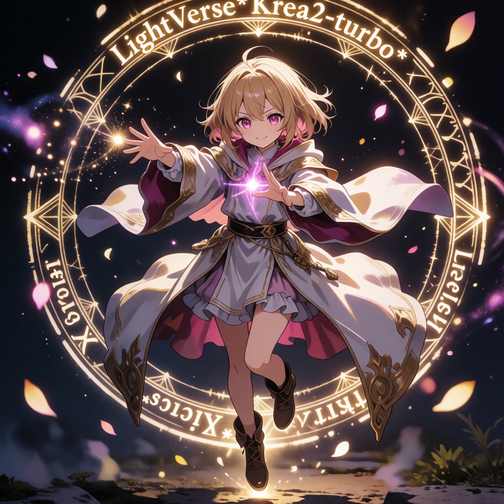 1girl,  anime style,  fantasy magical girl casting spell on Tensor.Art