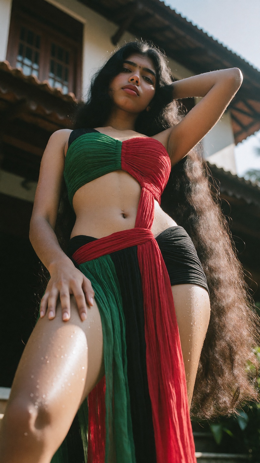 Low angle A mallu woman,  hourglass figure,  perfect body structure on Tensor.Art