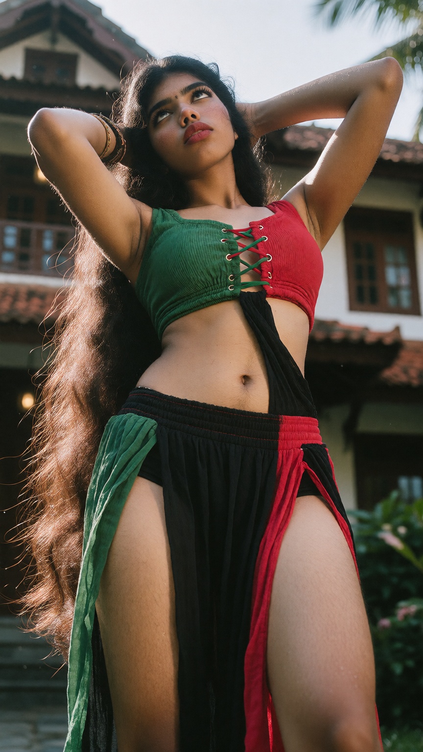 Low angle A mallu woman,  hourglass figure,  perfect body structure on Tensor.Art
