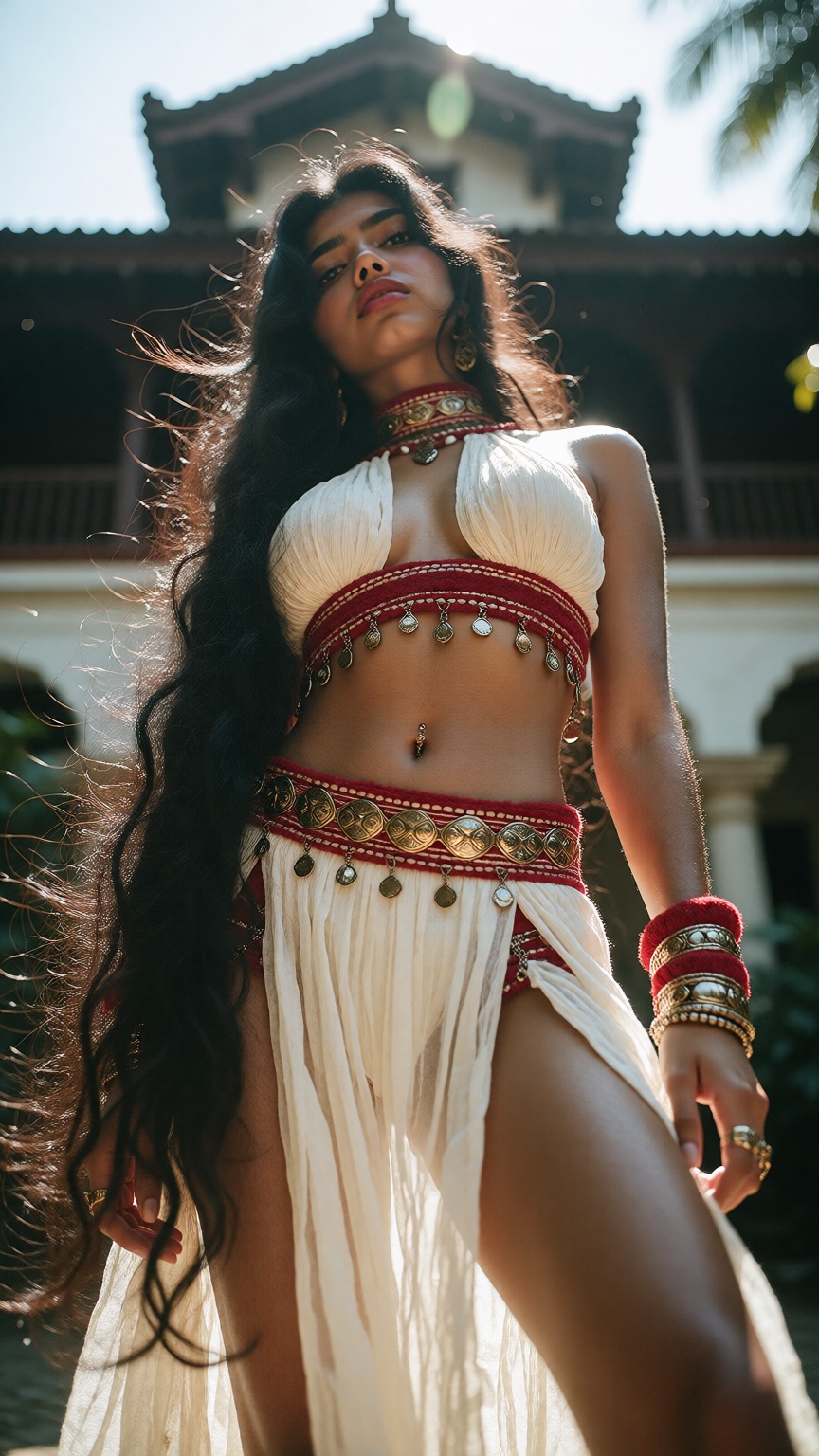 Low angle A mallu woman,  hourglass figure,  perfect body structure on Tensor.Art