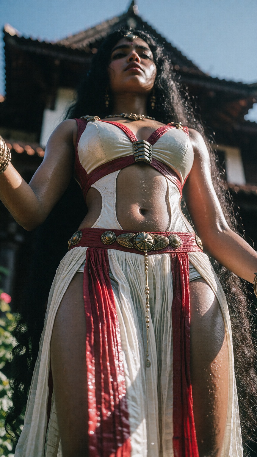 Low angle A mallu woman,  hourglass figure,  perfect body structure on Tensor.Art