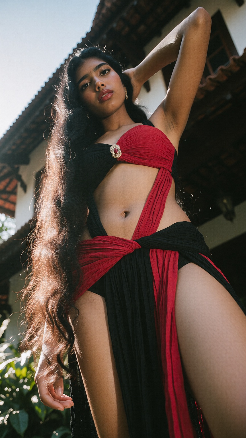 Low angle A mallu woman,  hourglass figure,  perfect body structure on Tensor.Art