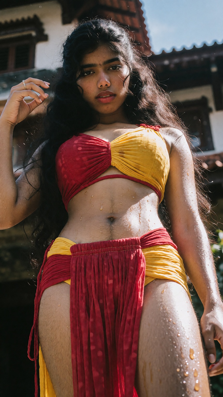 Low angle A mallu woman,  hourglass figure,  perfect body structure on Tensor.Art