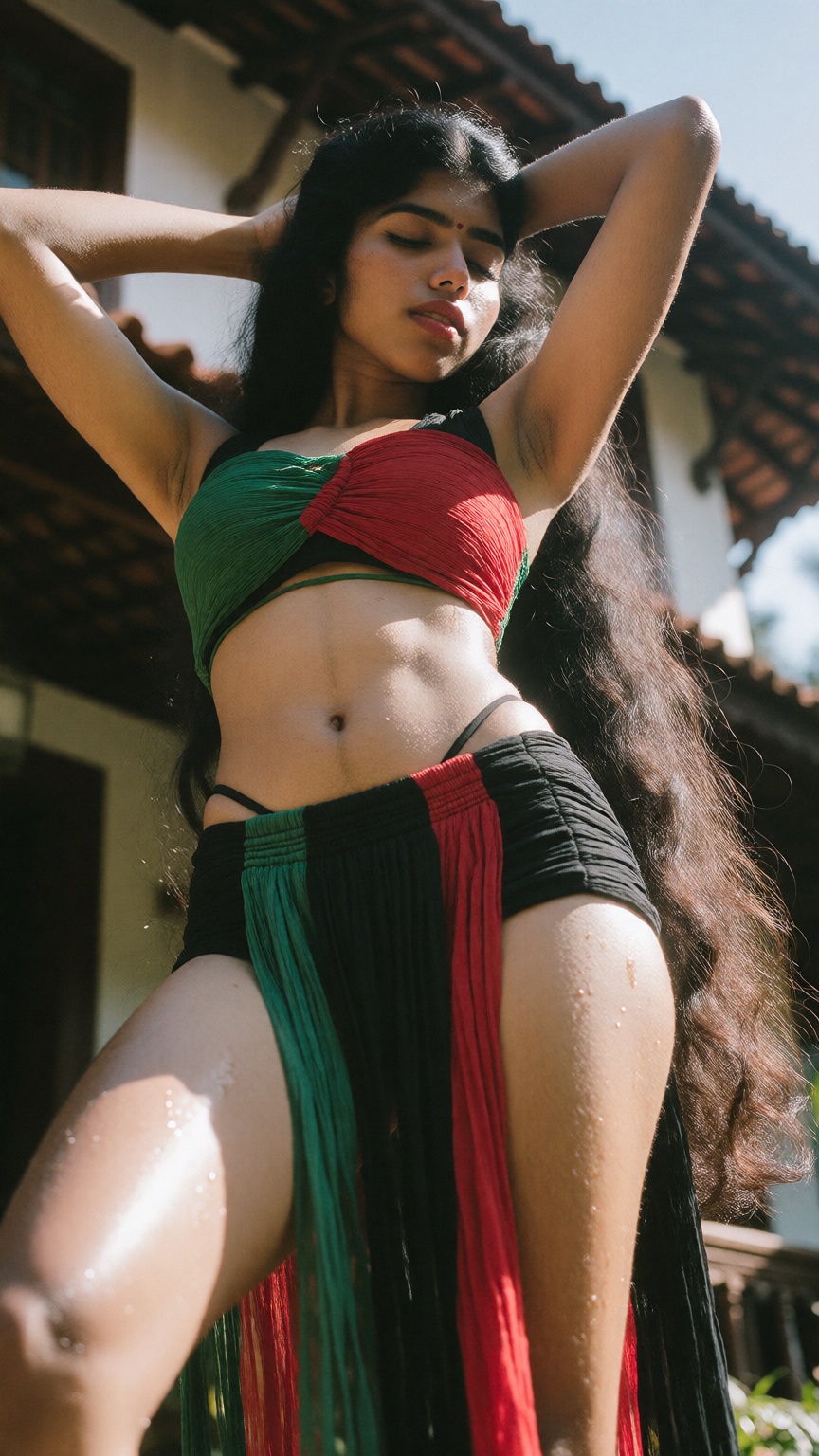 Low angle A mallu woman,  hourglass figure,  perfect body structure on Tensor.Art