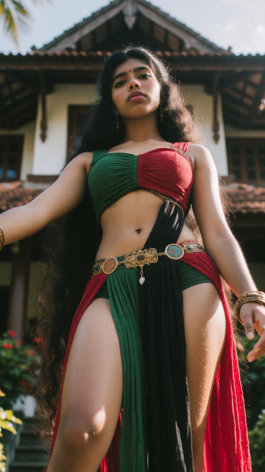Low angle A mallu woman,  hourglass figure,  perfect body structure on Tensor.Art