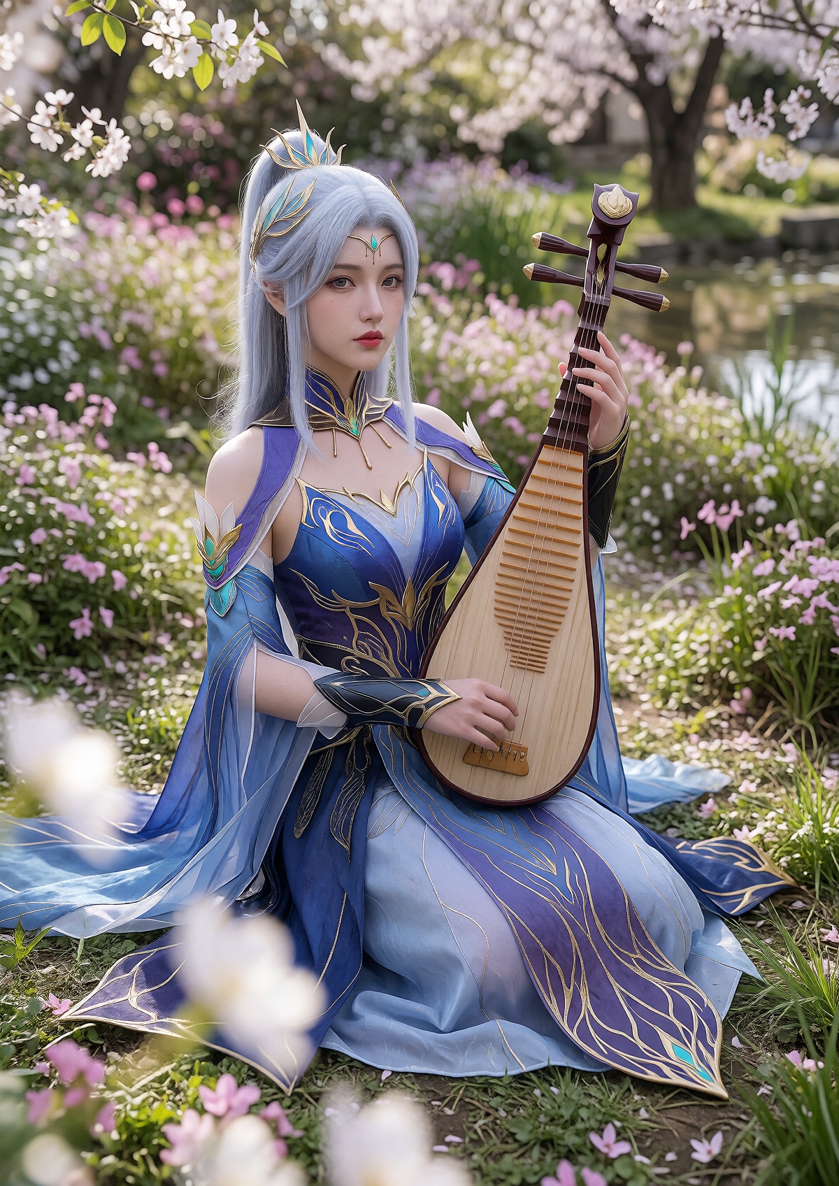 A Princess with fair porcelain skin,  delicate facial features,  subtle forehead ornamentation on Tensor.Art