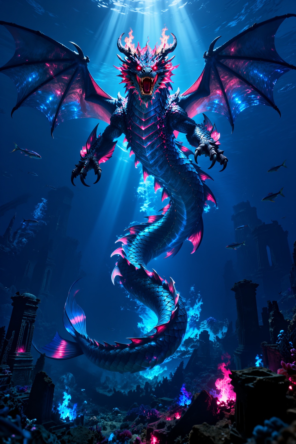 abyssal_seadragon_v2,  full body,  underwater on Tensor.Art