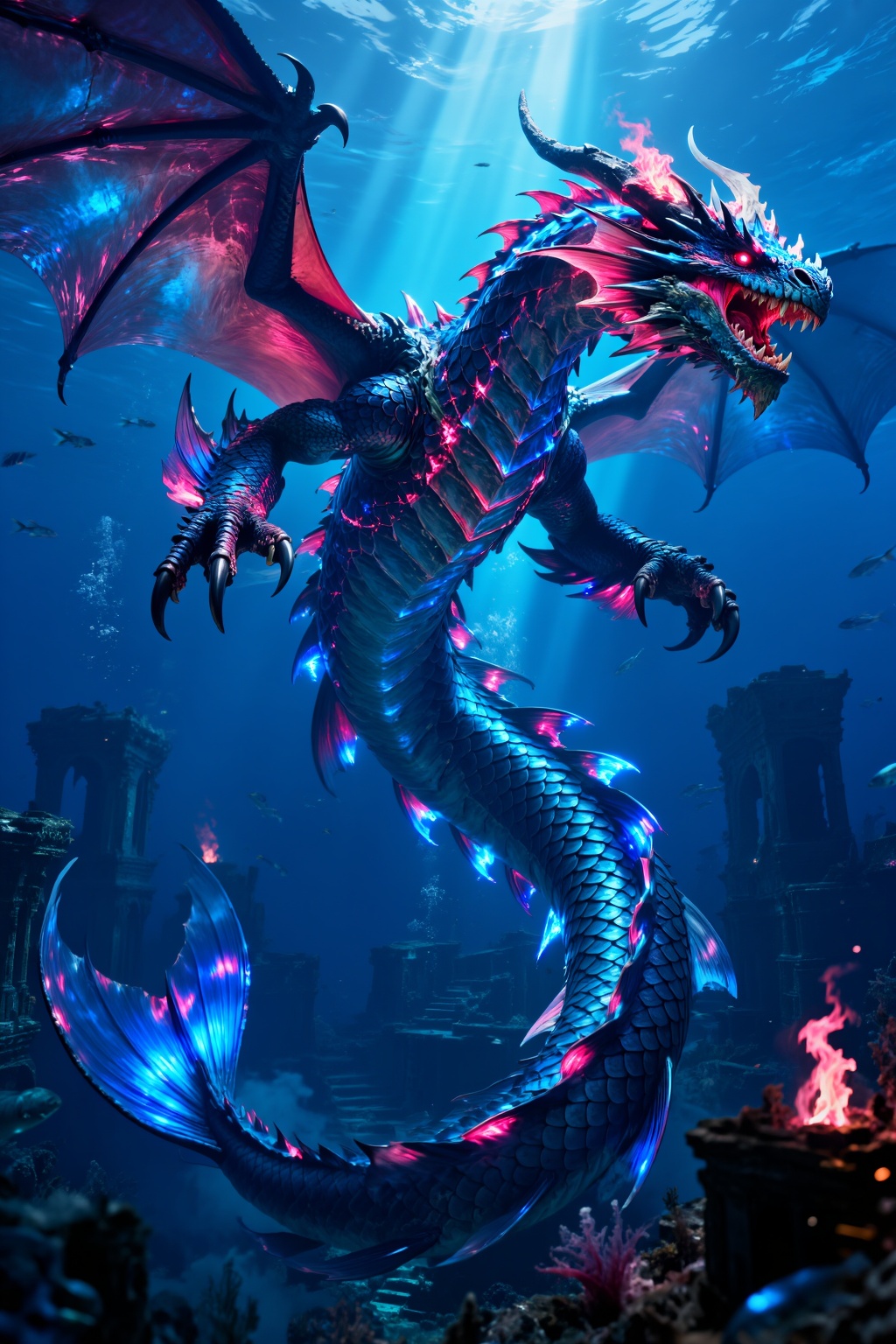 abyssal_seadragon_v2,  full body,  underwater on Tensor.Art