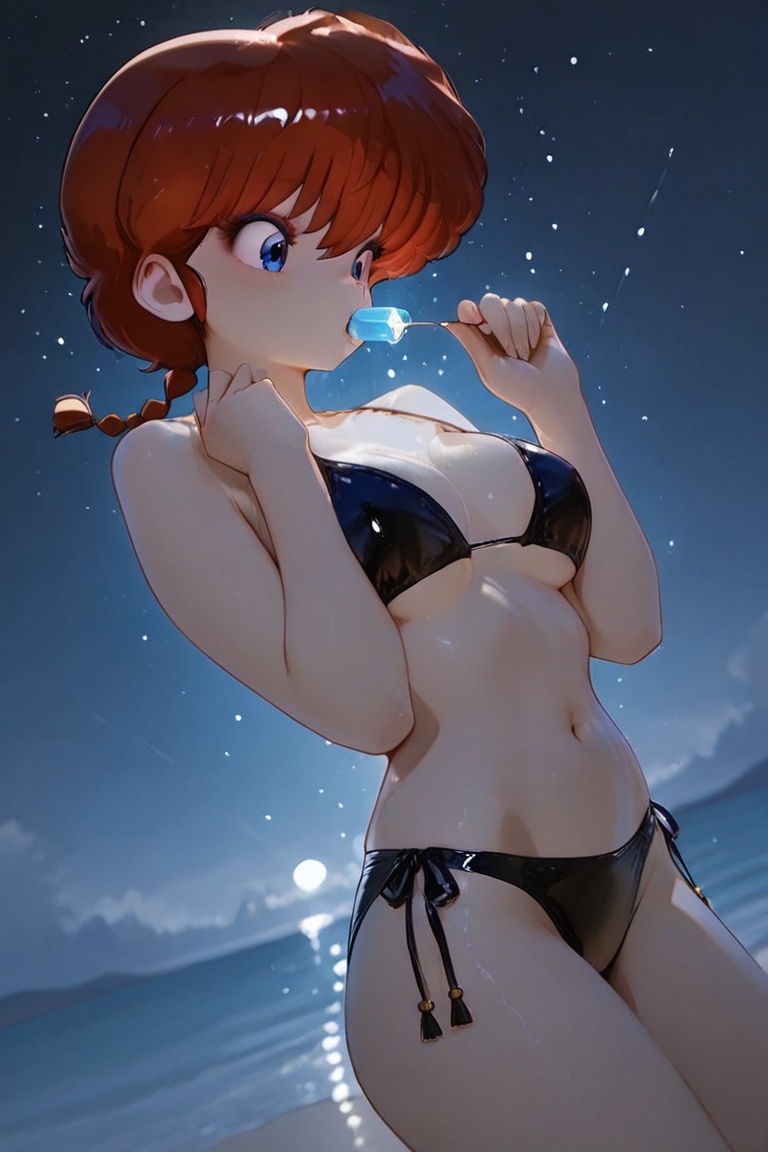 Ranma-chan,  blue eyes,  purple eyeshadow on Tensor.Art