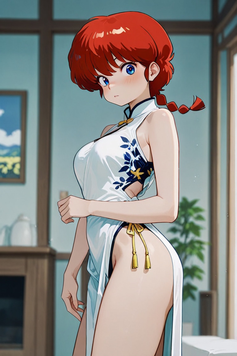 Ranma-chan,  blue eyes,  purple eyeshadow on Tensor.Art