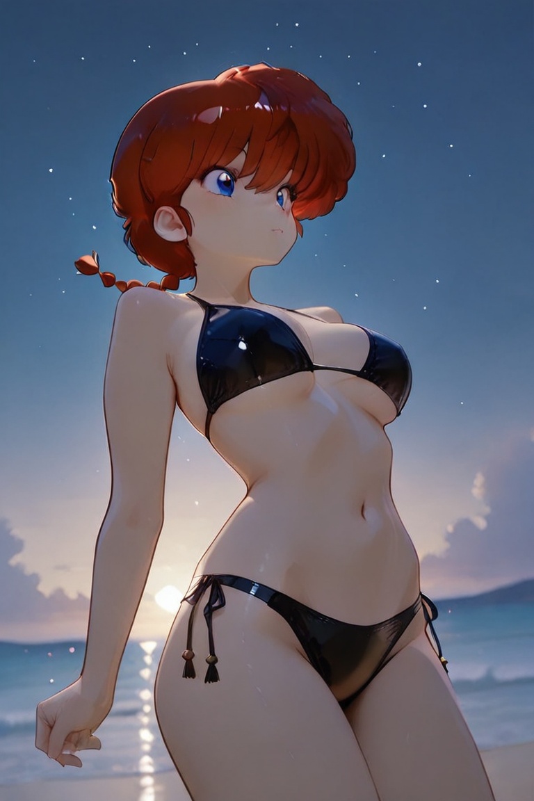 Ranma-chan,  blue eyes,  purple eyeshadow on Tensor.Art