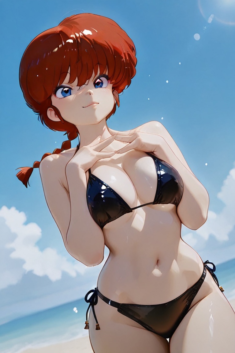 Ranma-chan,  blue eyes,  purple eyeshadow on Tensor.Art