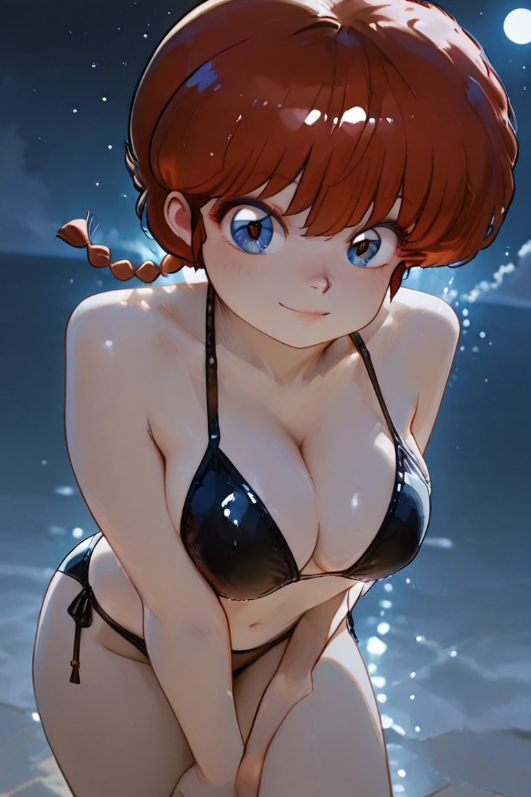 Ranma-chan,  blue eyes,  purple eyeshadow on Tensor.Art