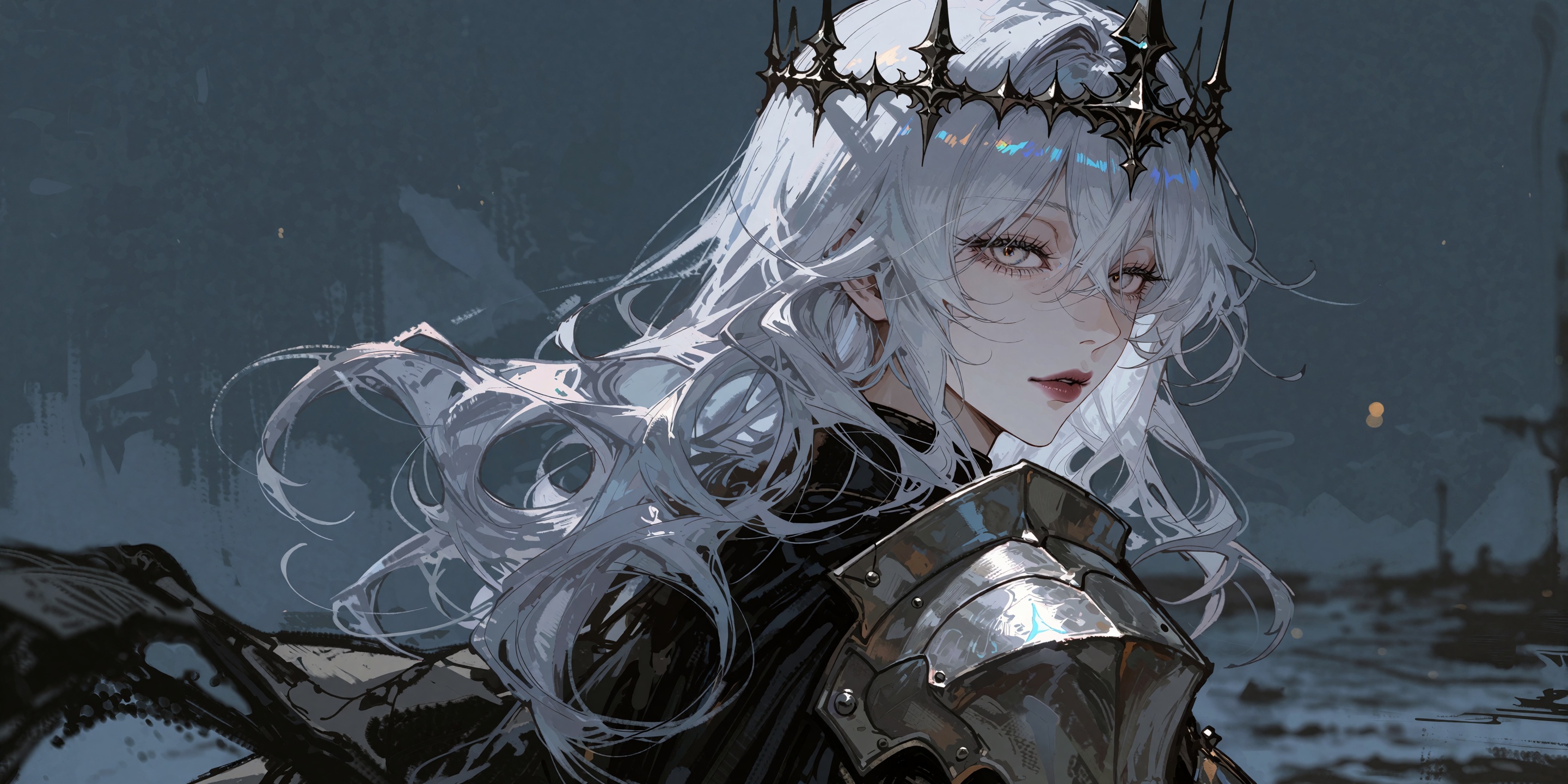 A masterpiece of dark fantasy digital art features Nephis from Shadow Slave in a hauntingly beautiful,  painterly style. S...
