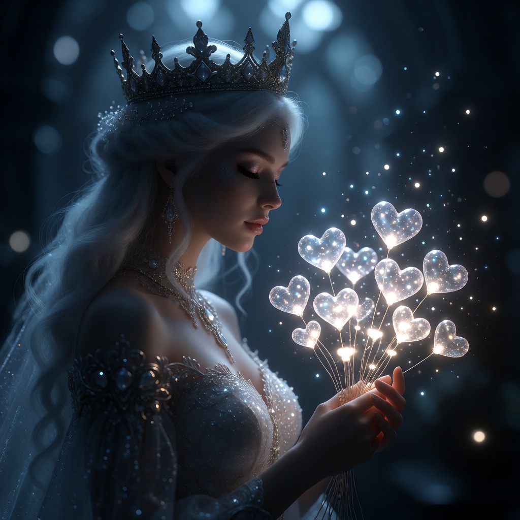 zidiusArt,  A beautiful,  ethereal queen in profile on Tensor.Art