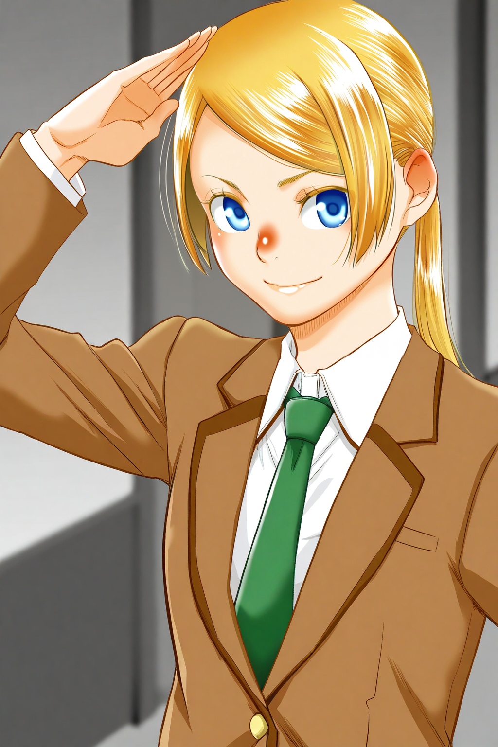 (momonosukeart):2,  Depth of Field,  1girl with blonde hair and blue eyes in a cute solo pose on Tensor.Art
