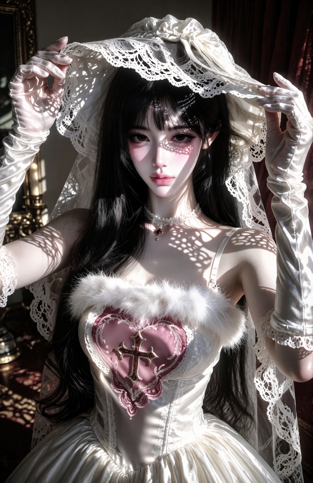 cinematic medium close-up shot,  dramatic chiaroscuro lighting,  dark romantic gothic aesthetic on Tensor.Art