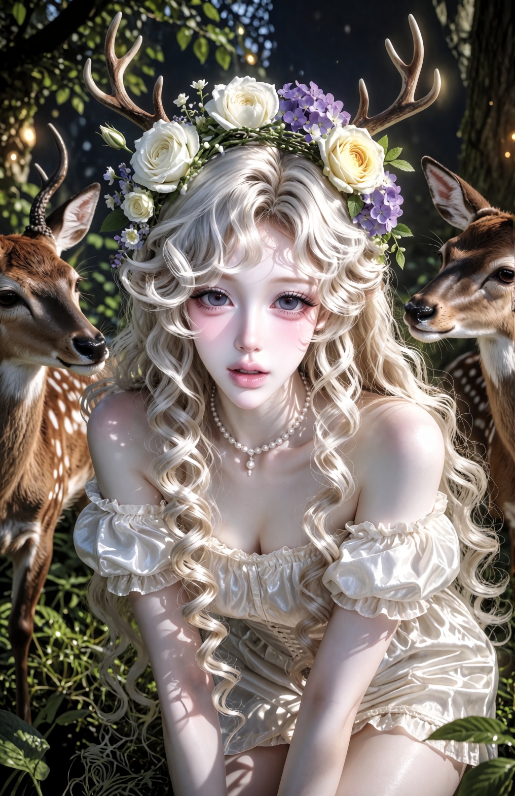 cinematic medium close-up shot,  fairy-tale forest nymph aesthetic,  romantic nature portrait on Tensor.Art