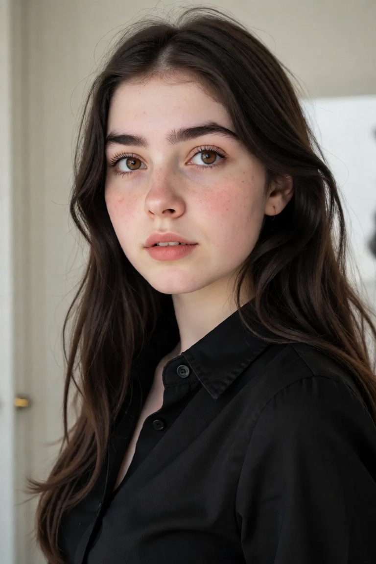 Photo of 20-year-old Cecilia,  a woman with long dark brown hair,  russet-brown eyes on Tensor.Art