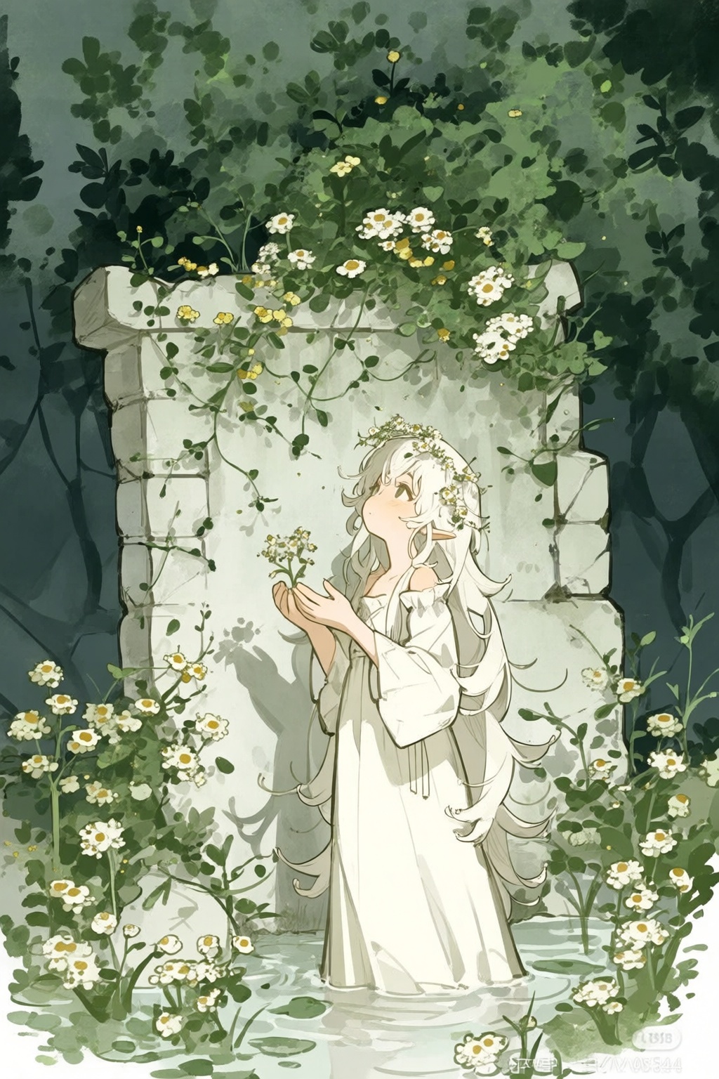 Chamomile,  cornflower,  vines by 青秋 on Tensor.Art