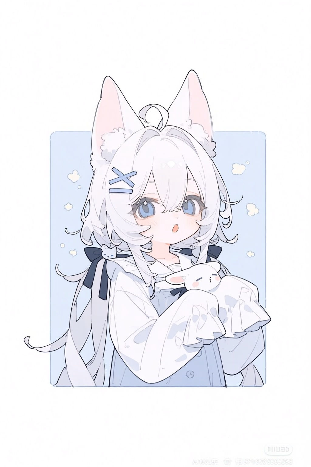 1girl,  animal ears,  hair ornament by 青秋 on Tensor.Art