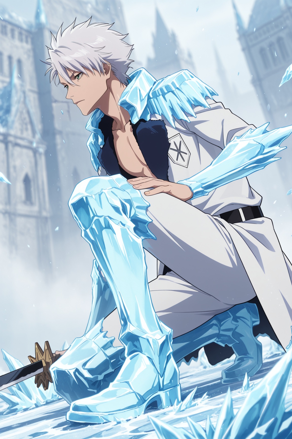 toushirou hitsugaya,  white hair,  green eyes on Tensor.Art