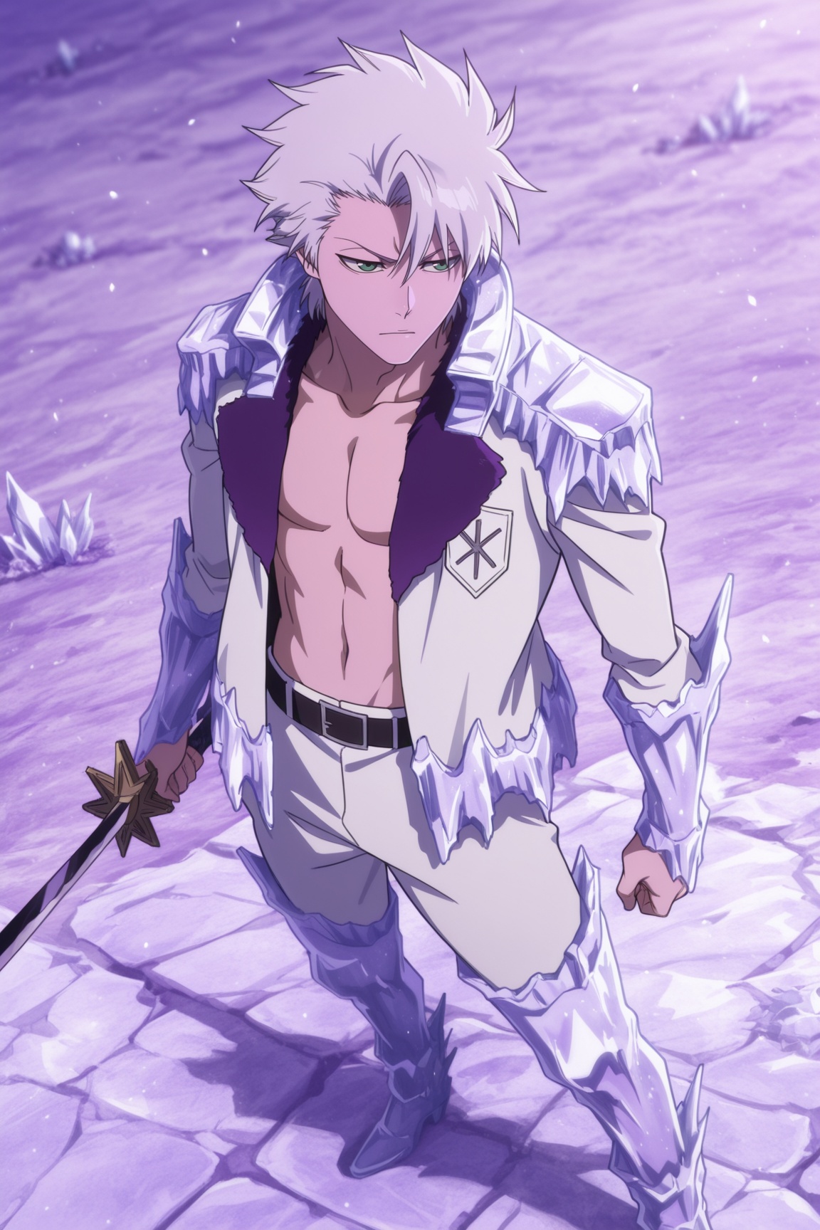 toushirou hitsugaya,  anime coloring,  white hair on Tensor.Art
