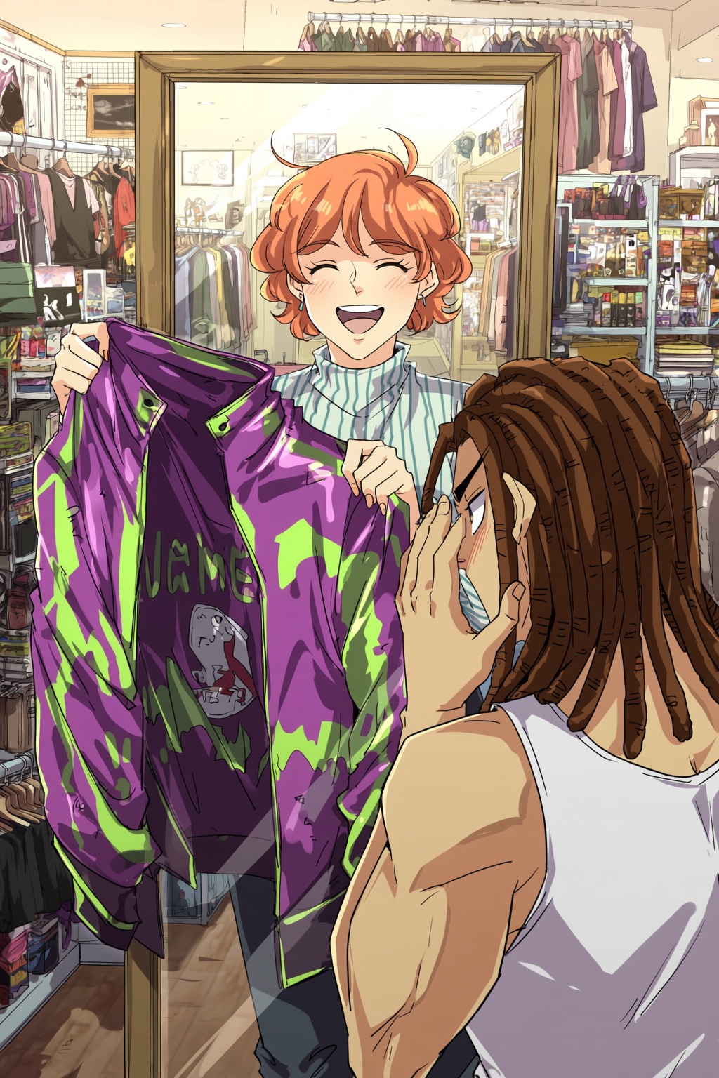 highres,  absurdres,  @uruchanofr A lively anime-style illustration of a woman with short on Tensor.Art