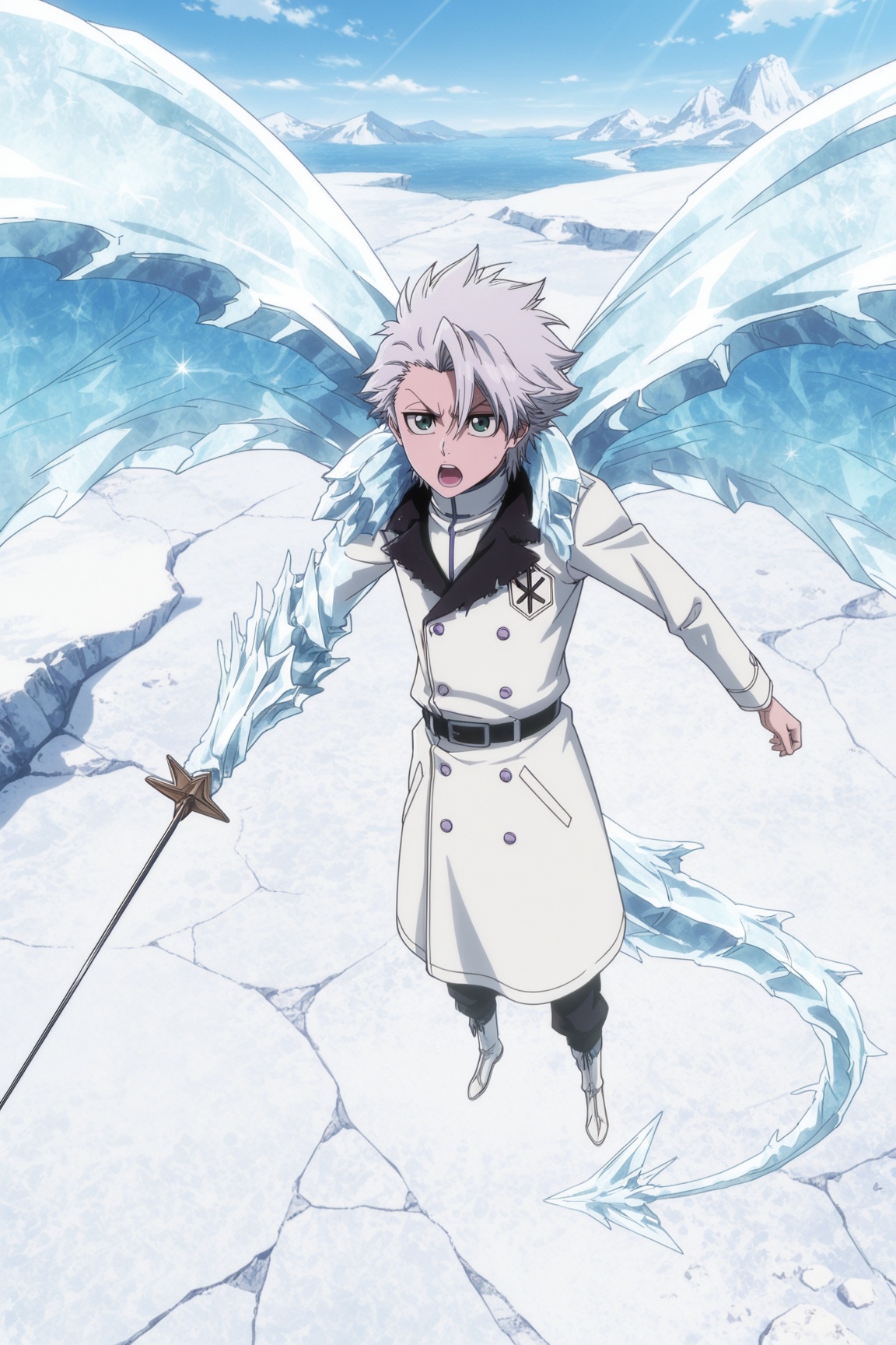 toushirou hitsugaya,  white hair,  green eyes on Tensor.Art