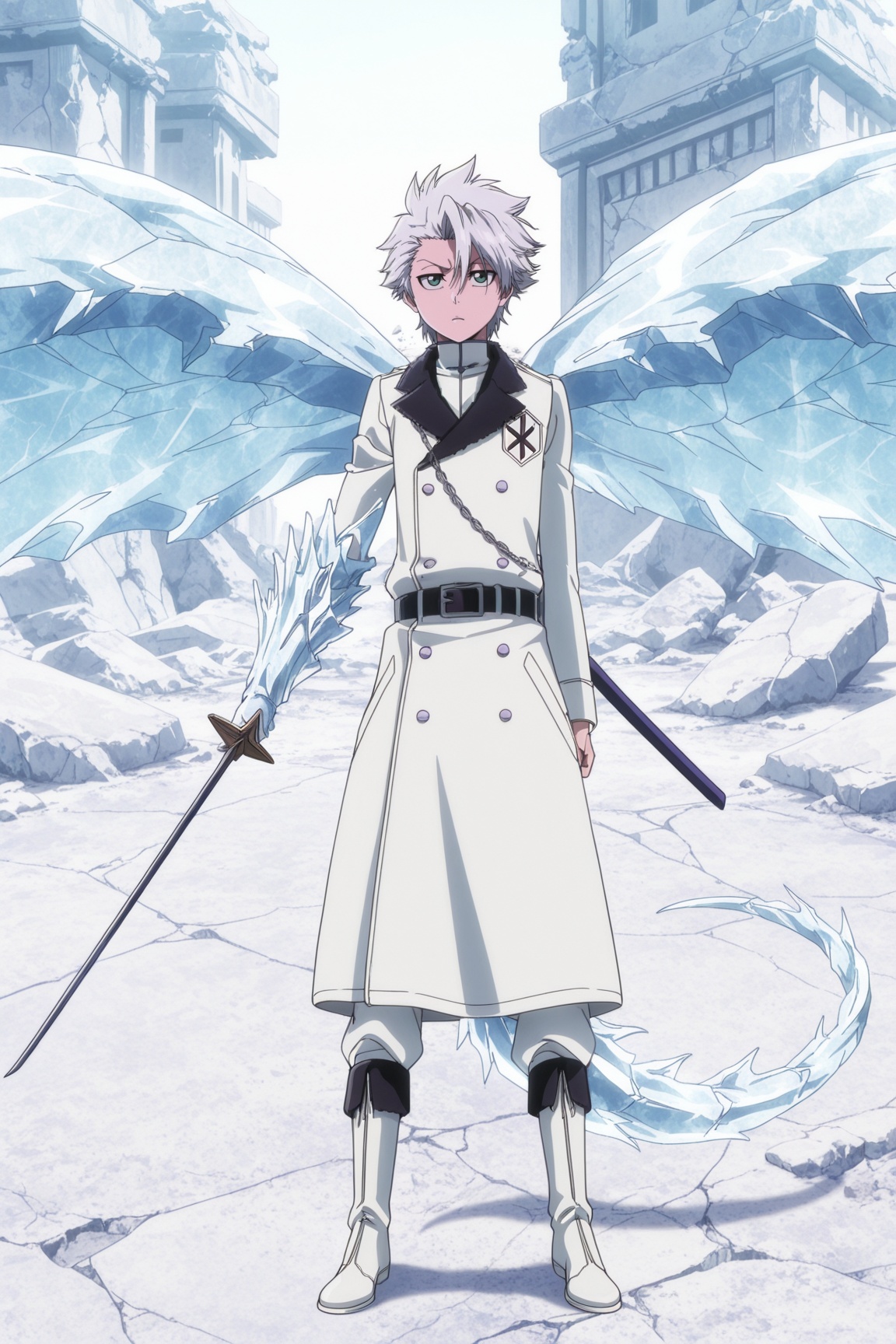 toushirou hitsugaya,  anime coloring,  white hair on Tensor.Art