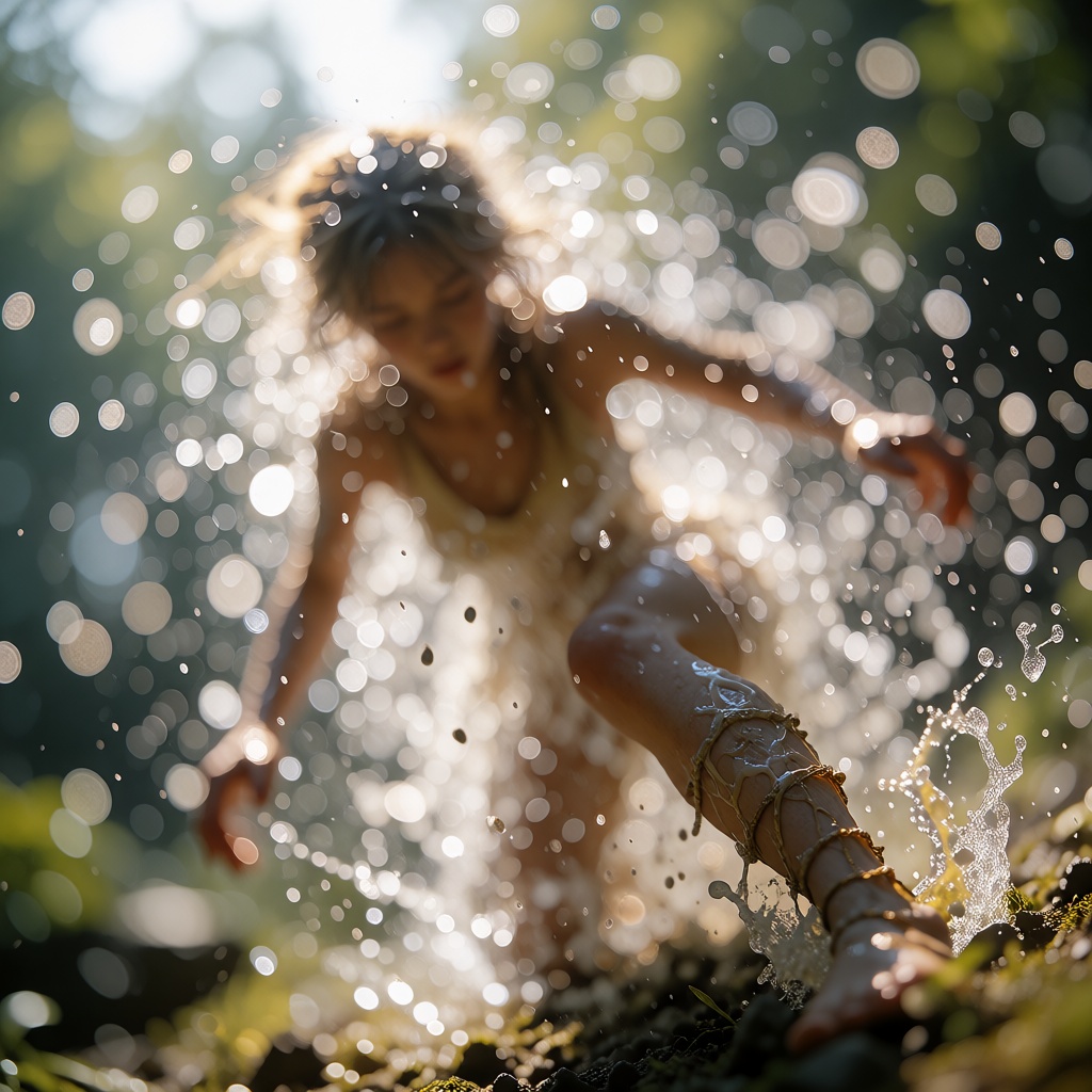 The composition: a shallow depth of field to create a dramatic sense of scale. The foreground character is razor-sharp and...
