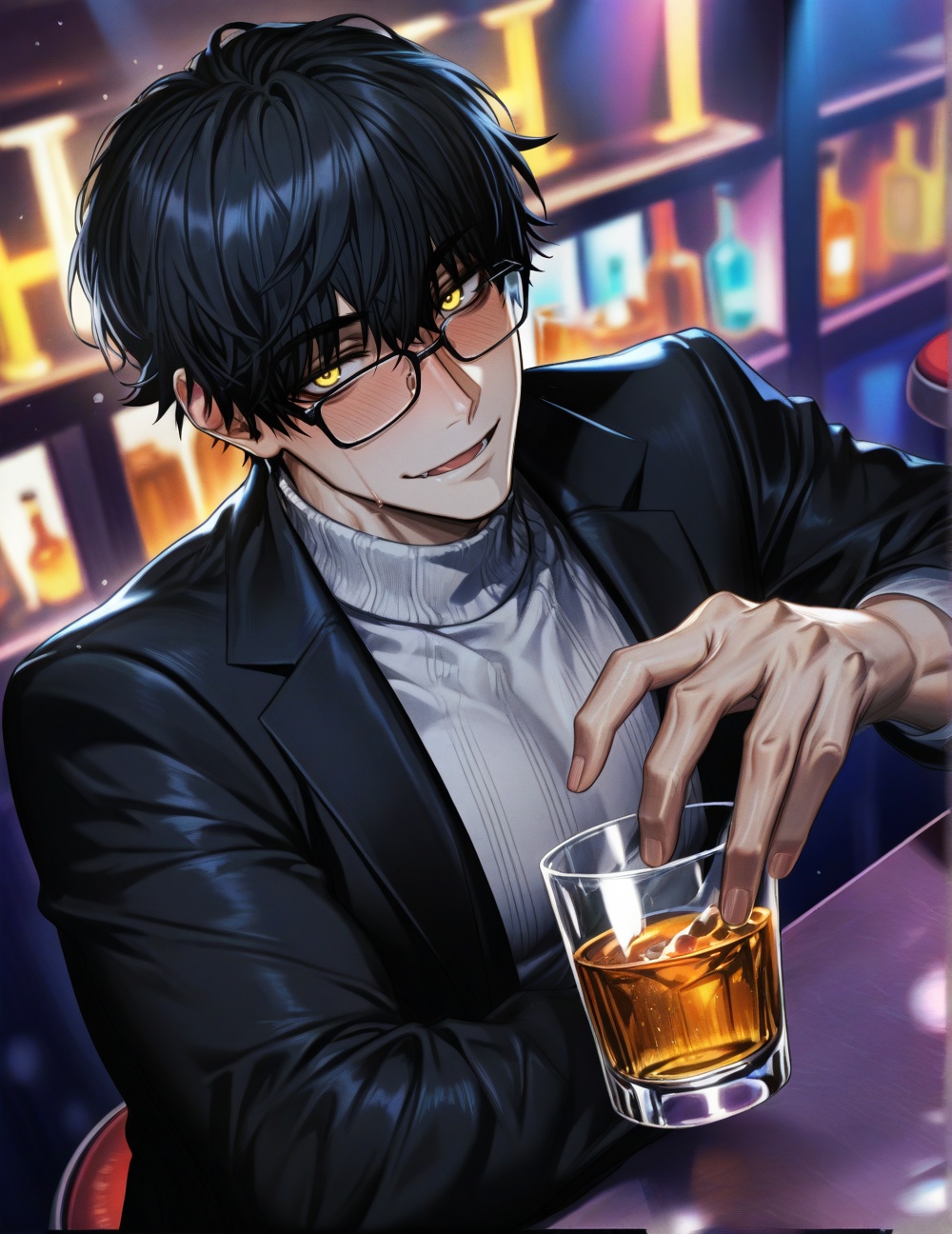 1boy,  black hair,  yellow eyes on Tensor.Art