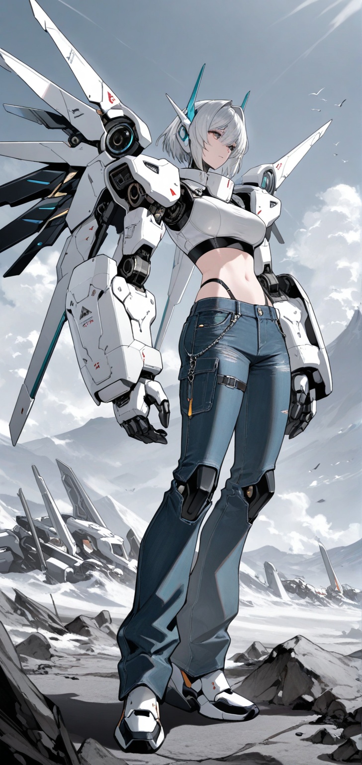 1girl,  cyborg,  crop top on Tensor.Art