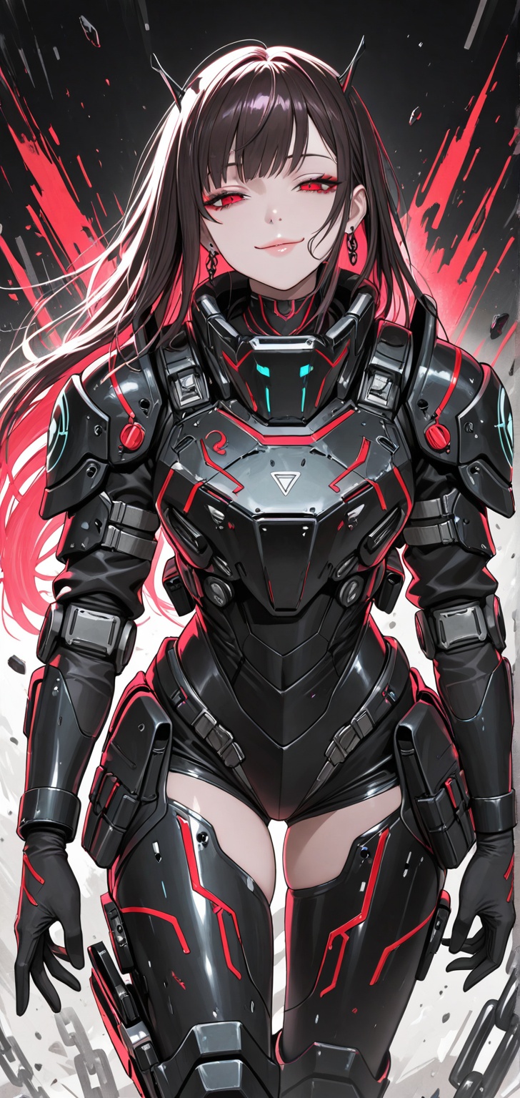 In the style of a cyberpunk warriorin front of a solid intense,  Cyber-Samuraji,  metal chain on Tensor.Art