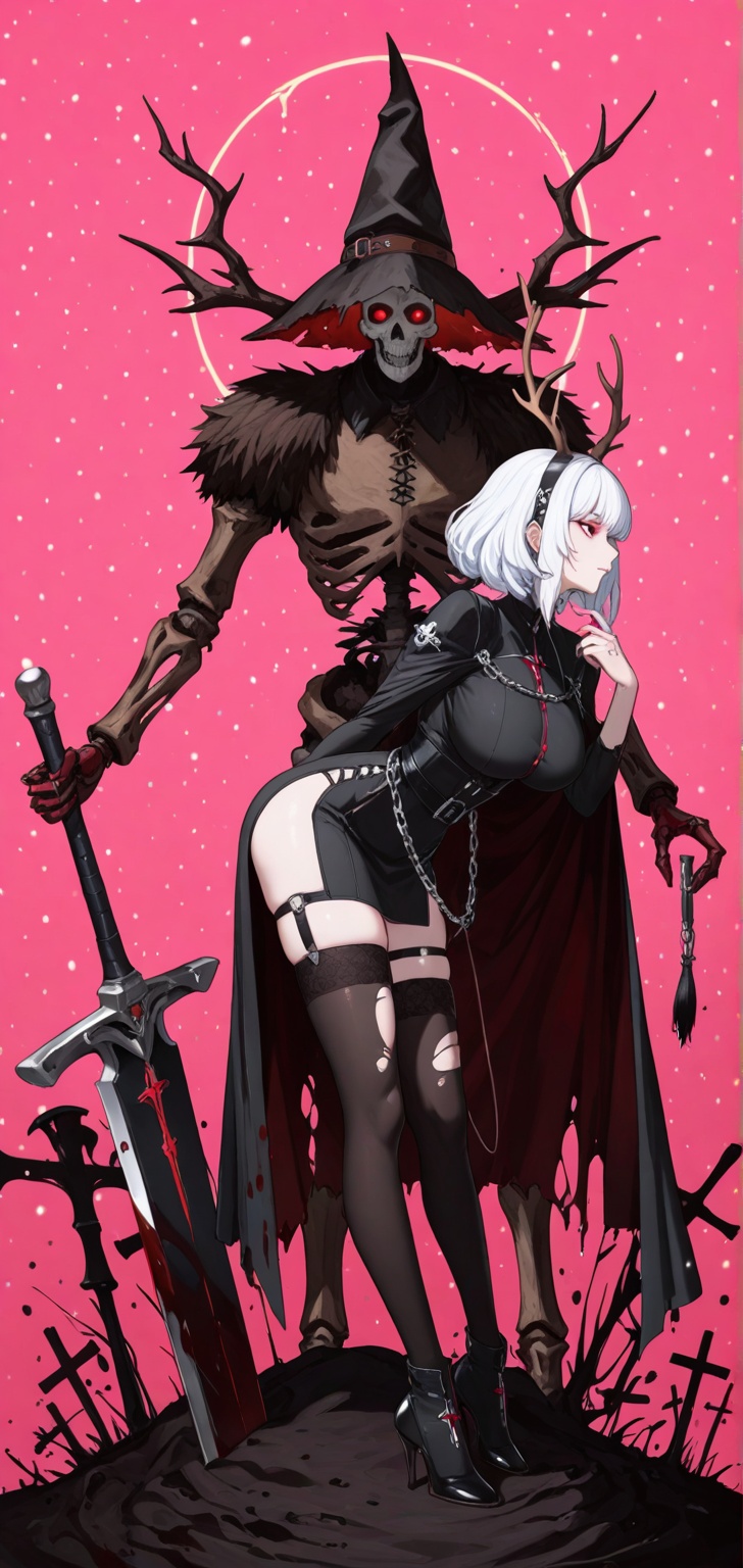 In the style of anime,  a cyberpunk warriorin front of a solid intense pink background,  huge boobs on Tensor.Art